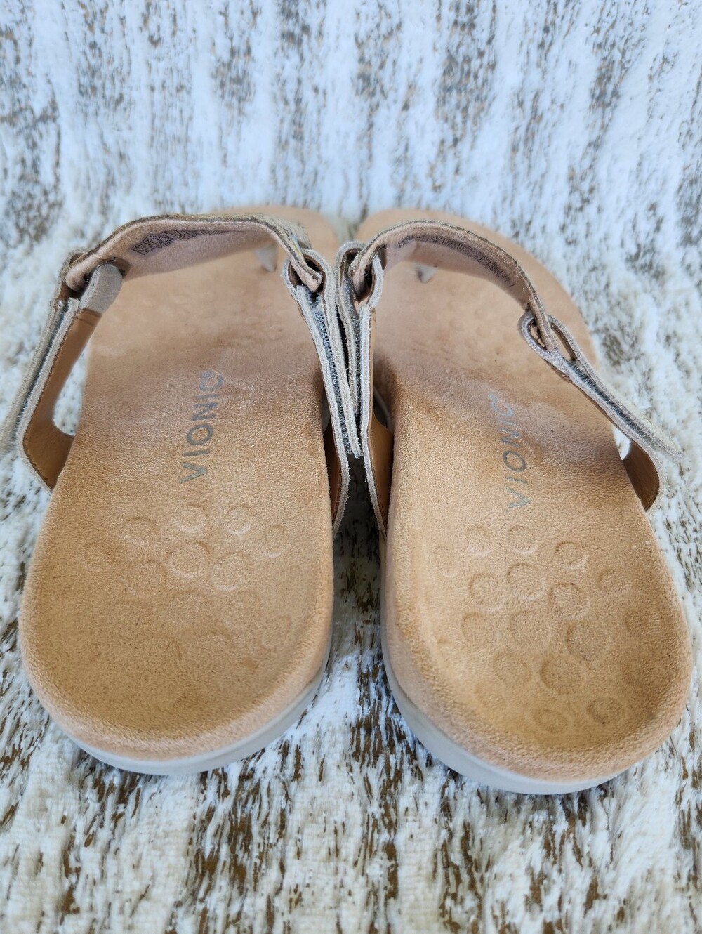 Vionic "Wanda Embossed Snake" Sandal Flip Flop Thong Cream | Women's Size 8.5 - Picture 5 of 9